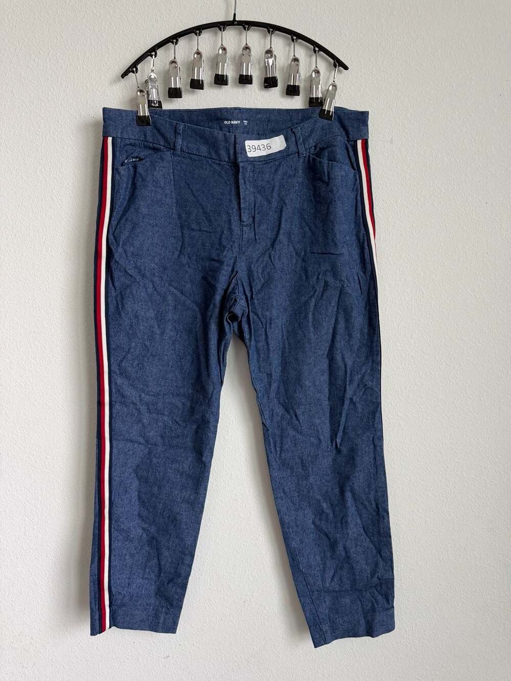 Old Navy Pixie Ankle Pants Size 12 Blue Denim Side Stripe